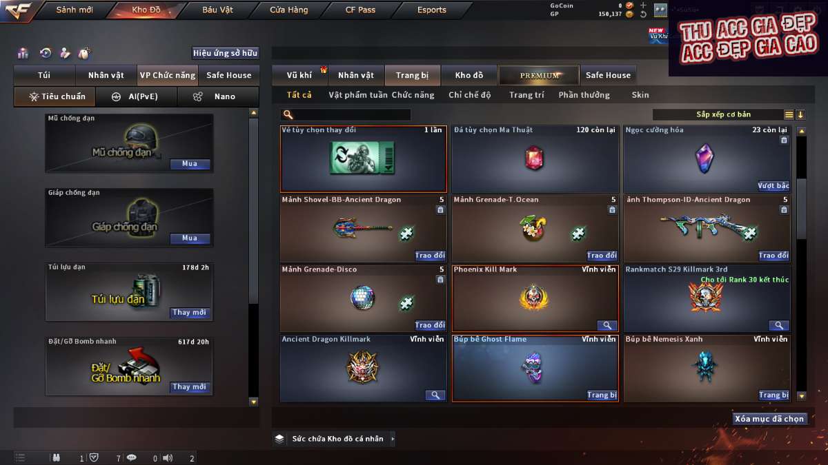 shop acc cf uy tin gia re